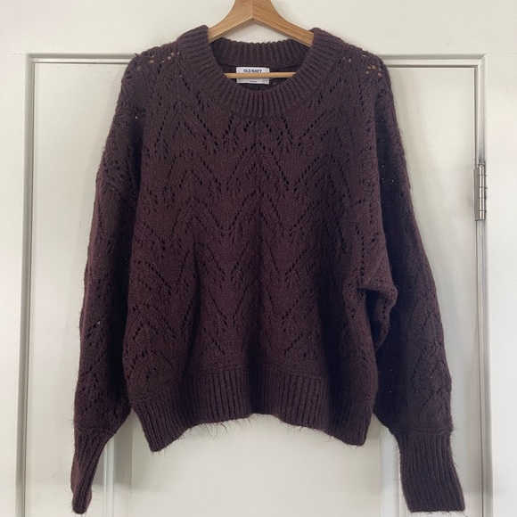 Old Navy Sweaters - Old Navy Burgundy Open Knit Sweater - L